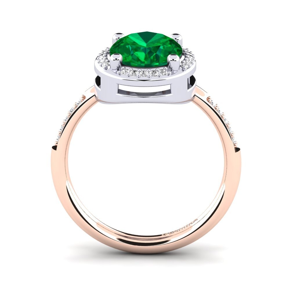 18ct Rose & White Gold Emerald (Lab Created) Engagement Ring Jolecia