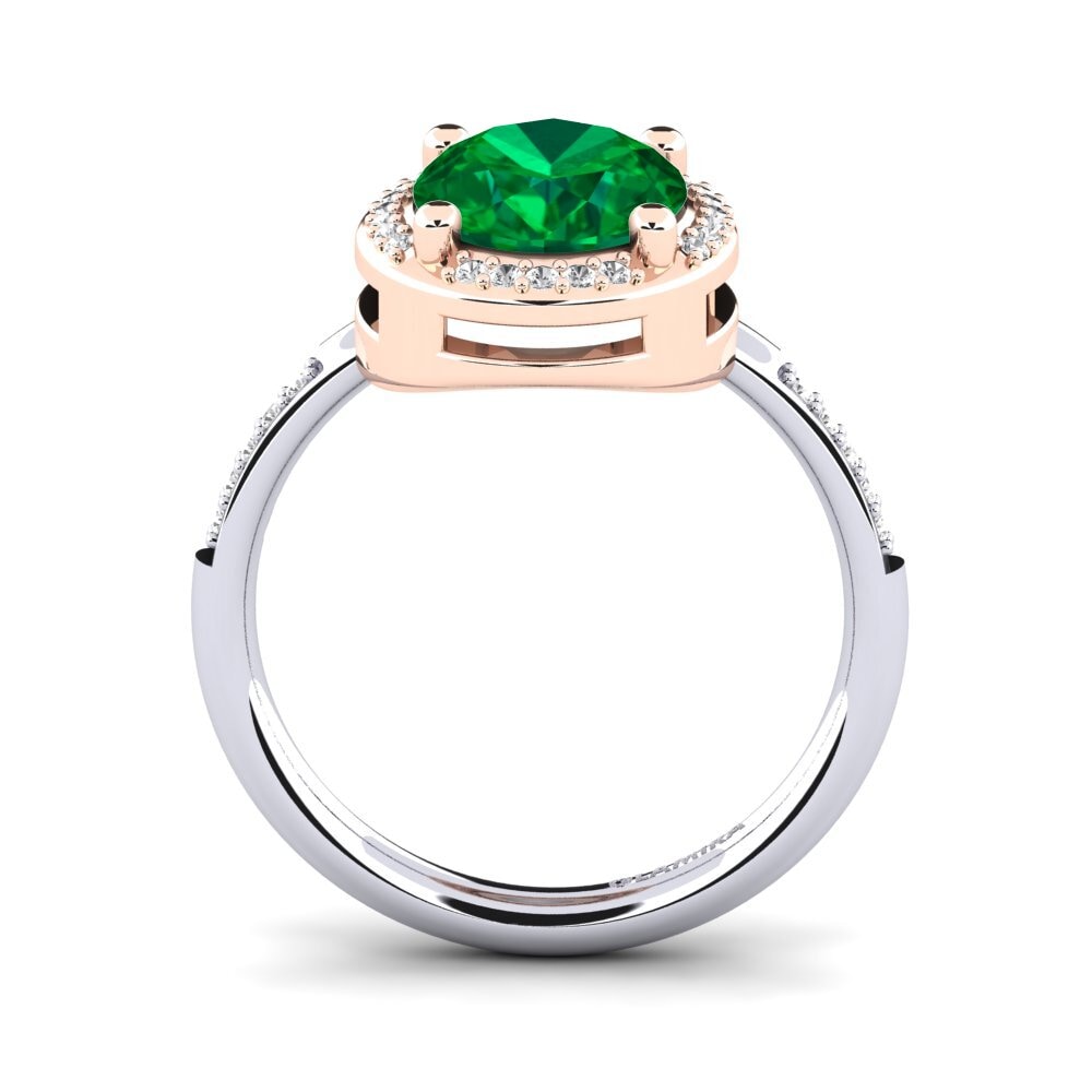 18ct White & Rose Gold Emerald (Lab Created) Engagement Ring Jolecia