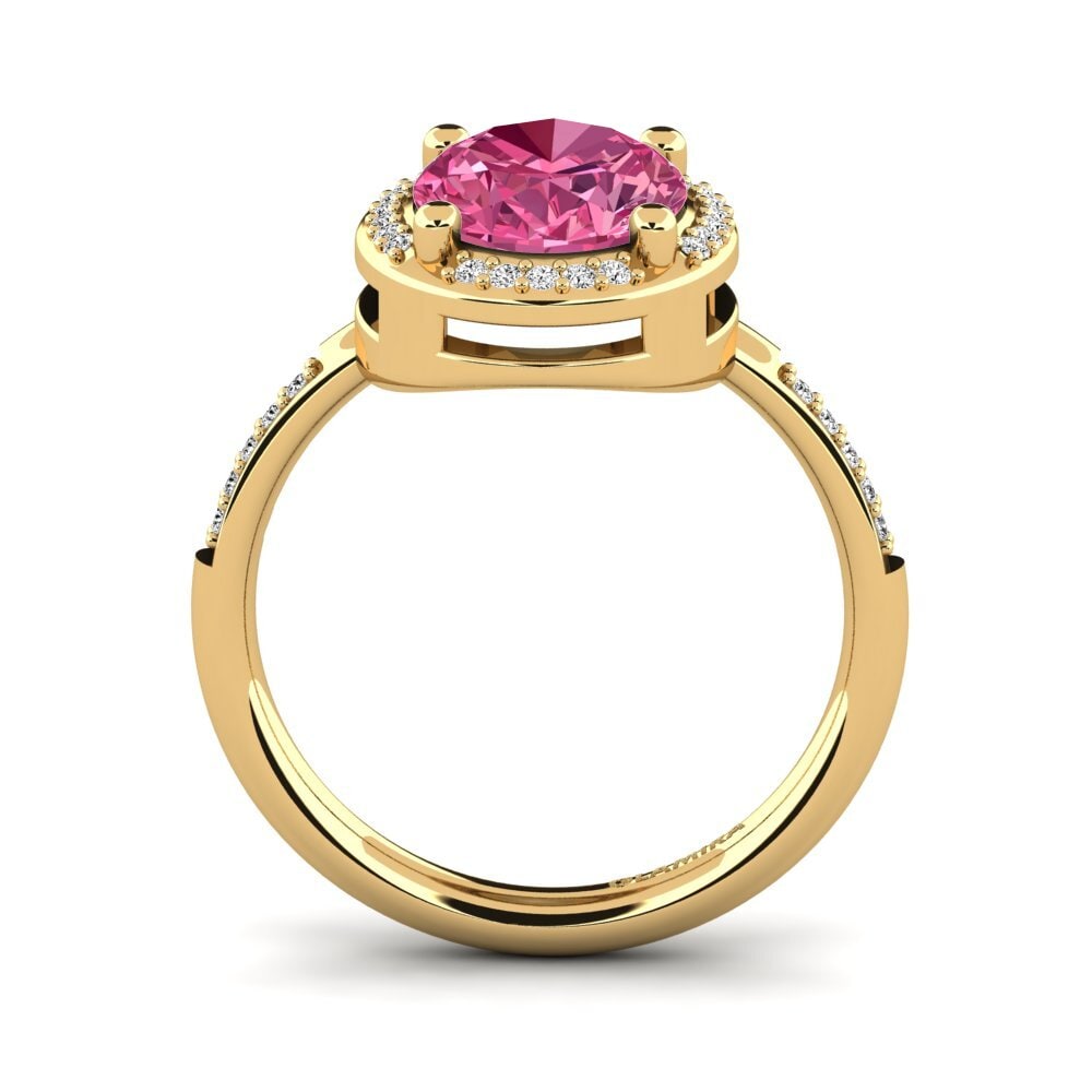 14k Oro Amarillo Turmalina rosa Anillo de compromiso Jolecia