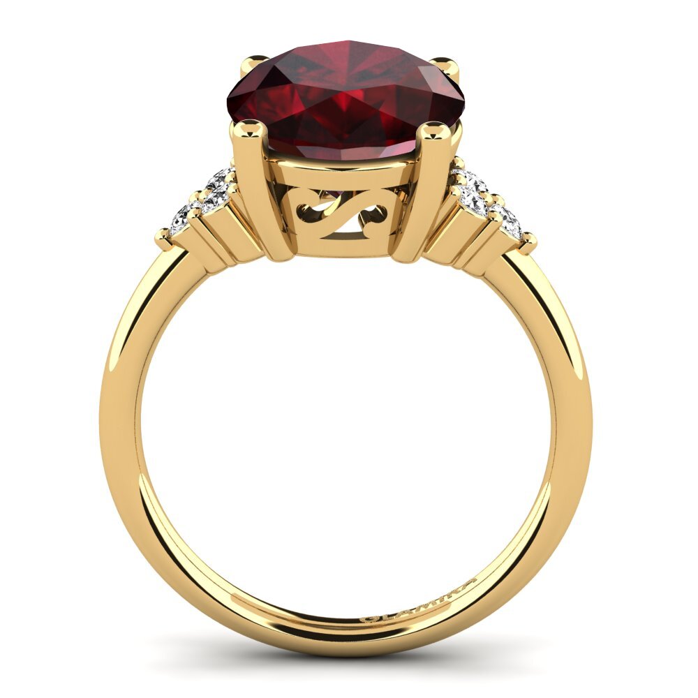 14k Oro Amarillo Granate Anillo Jomairys