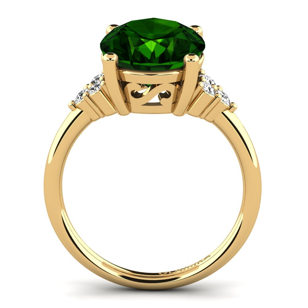 14k Oro Amarillo Turmalina verde Anillo Jomairys