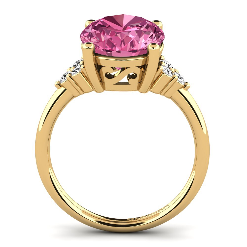 14k Oro Amarillo Turmalina rosa Anillo Jomairys