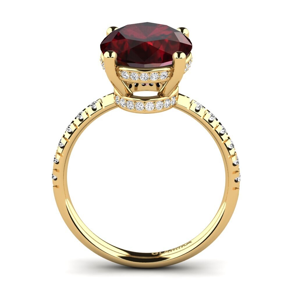 14k Oro Amarillo Granate Anillo Josafina