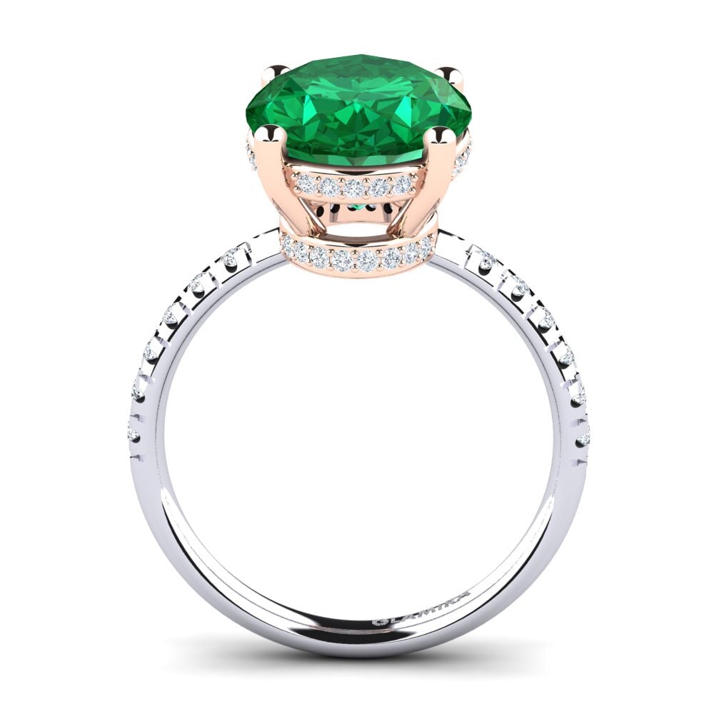 18ct White & Rose Gold Emerald (Lab Created) Ring Josafina