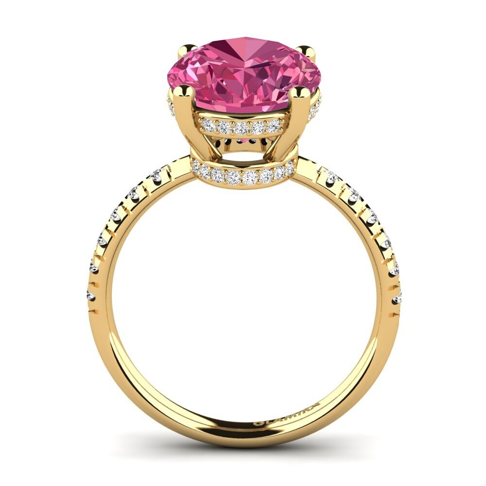 14k Oro Amarillo Turmalina rosa Anillo Josafina