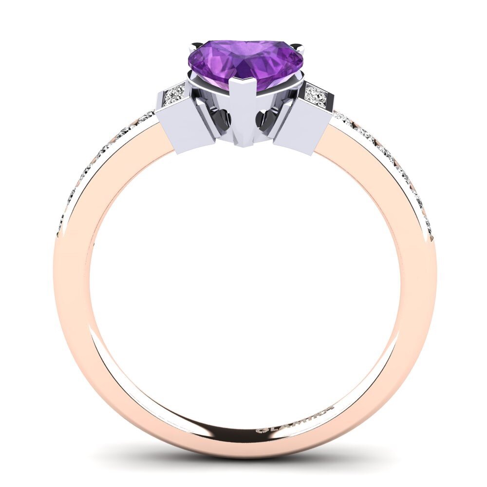 14ct Rose / White Gold Amethyst Engagement Ring Josephine