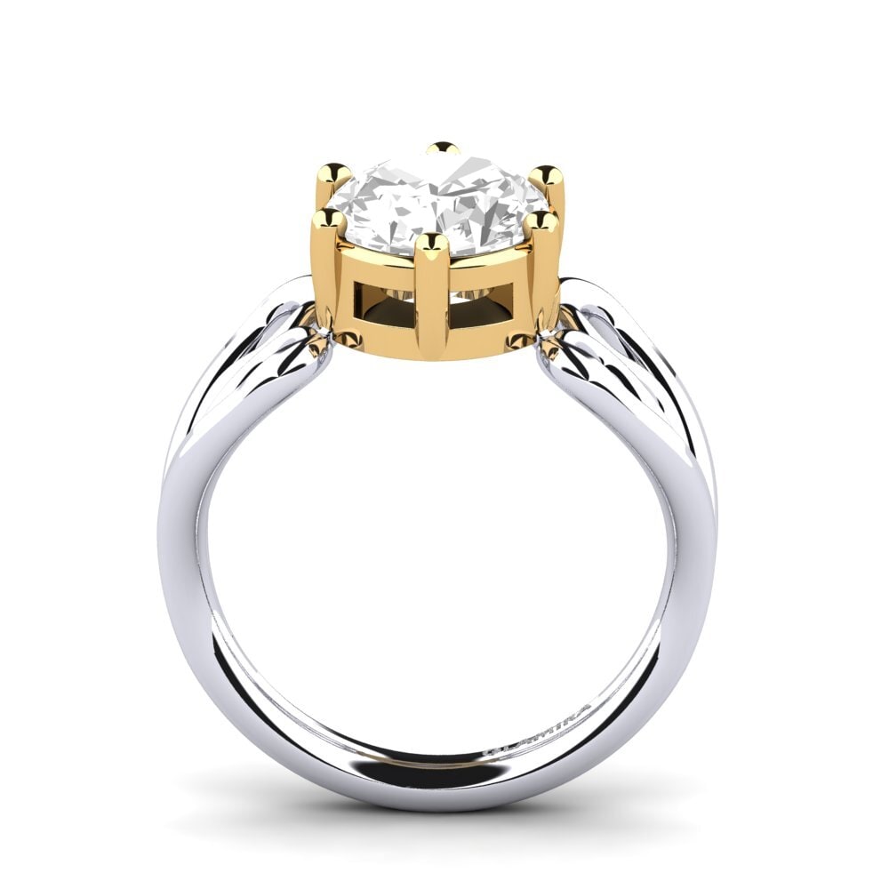 14ct White / Yellow Gold White Topaz Engagement Ring Joshika