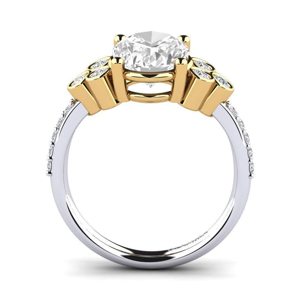 14ct White / Yellow Gold White Topaz Engagement Ring Joulaya