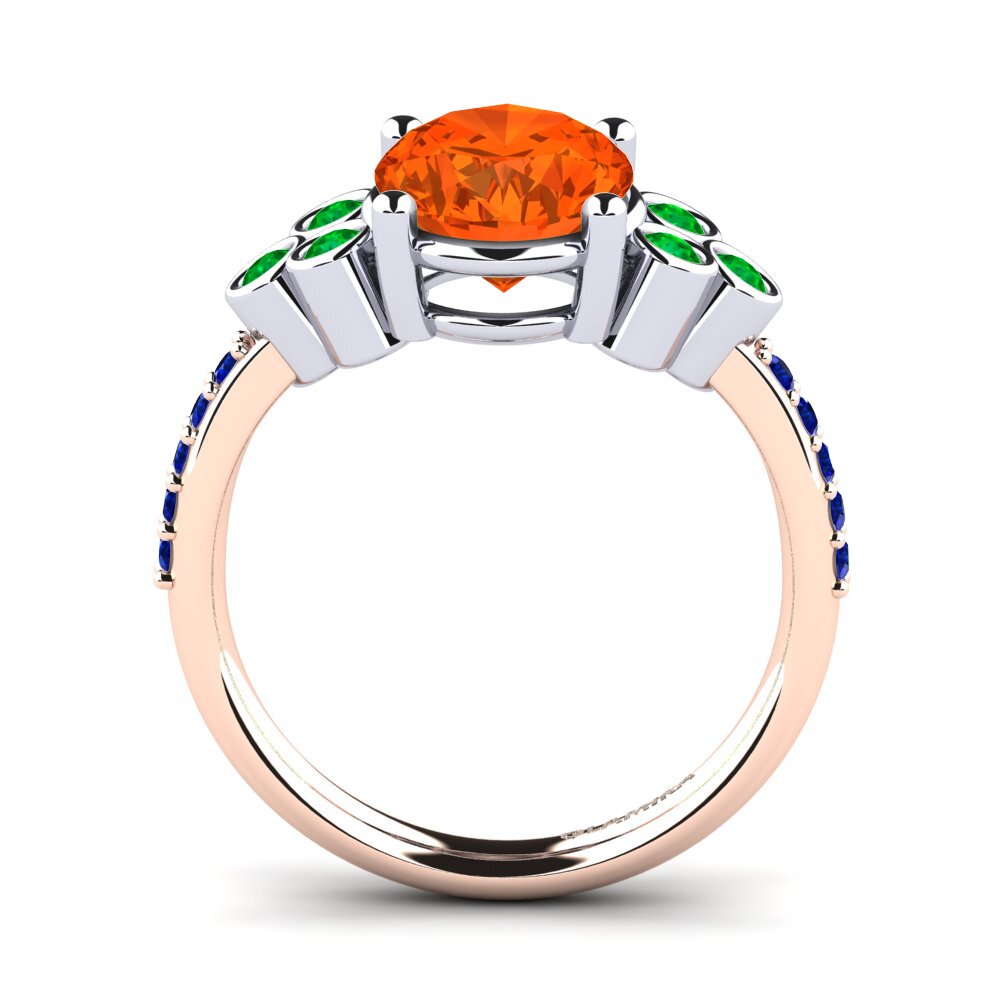 14ct Rose / White Gold Fire-Opal Engagement Ring Joulaya