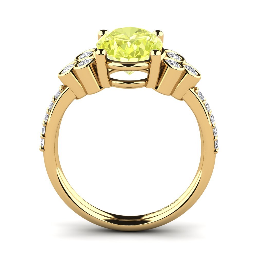 14ct Yellow Gold Lemon Quartz Engagement Ring Joulaya