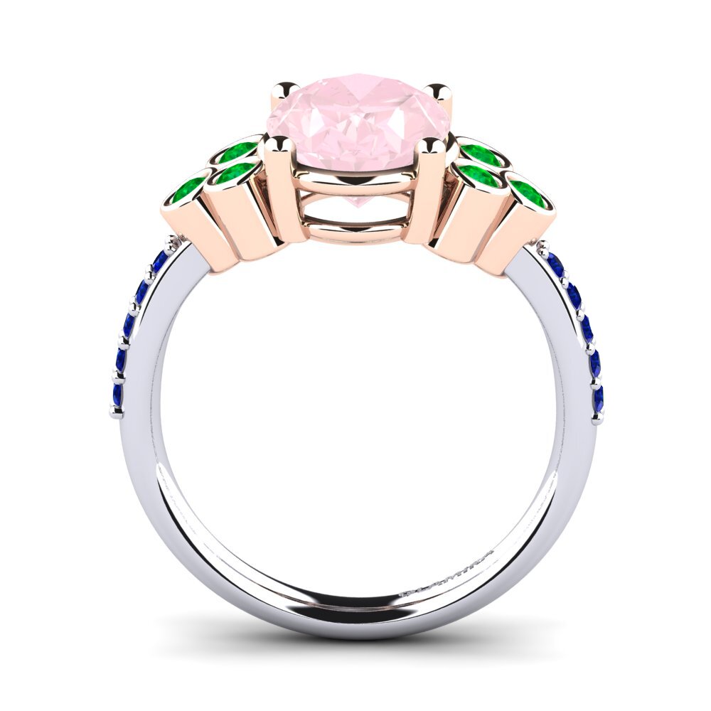 14ct White / Rose Gold Rose Quartz Engagement Ring Joulaya