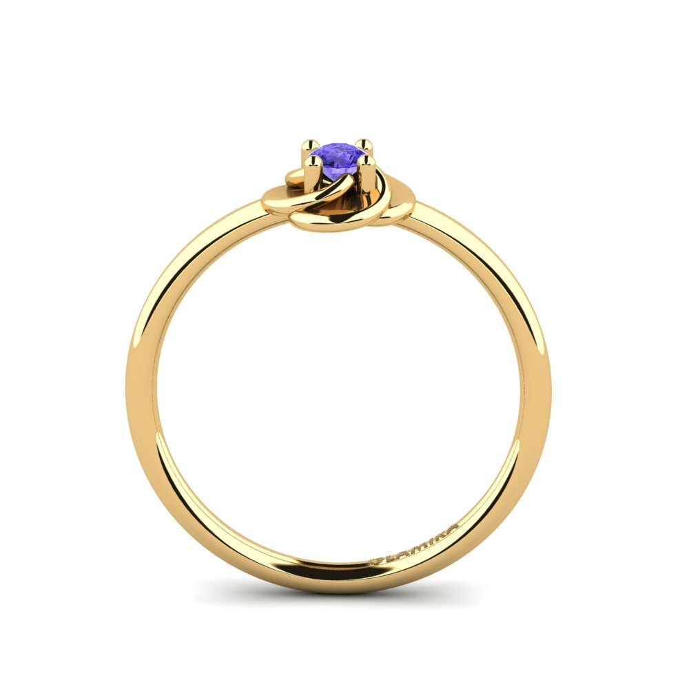 18k Oro Amarillo Tanzanita Anillo de compromiso Jugullas