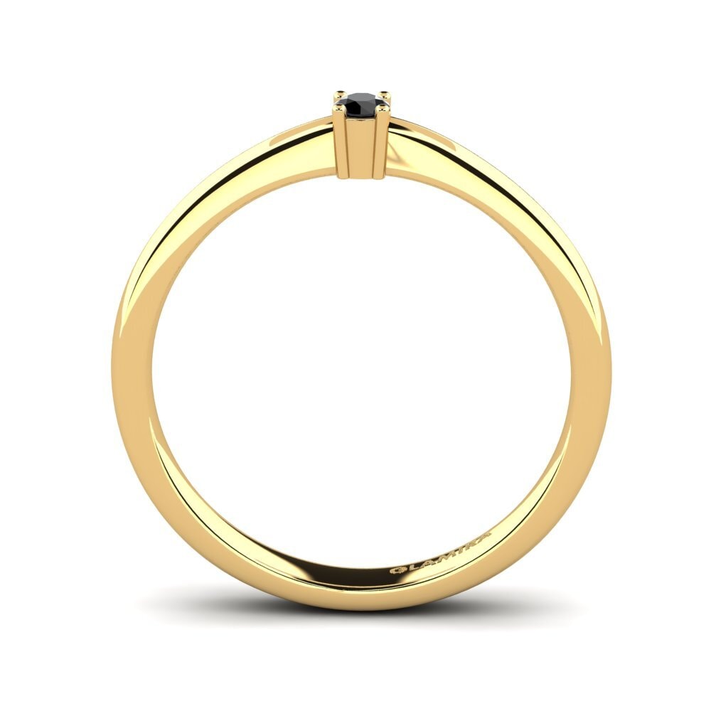 14ct Yellow Gold Black Onyx Women's Ring Julia 0.05 crt