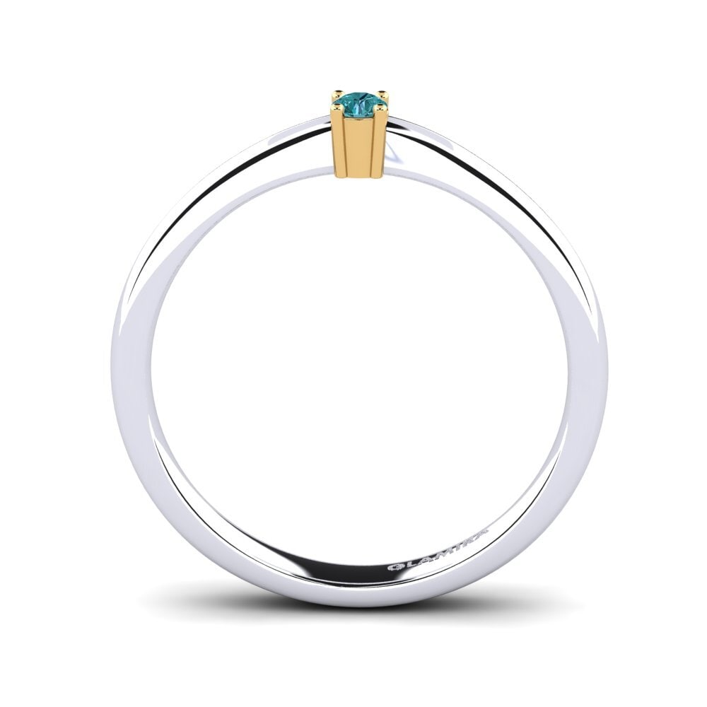 18ct White & Yellow Gold Blue Diamond Women's Ring Julia 0.05 crt