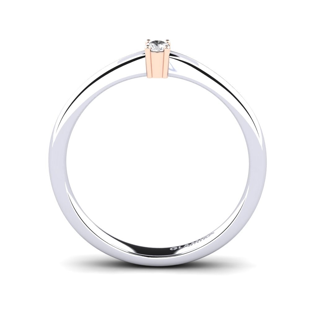 18ct White & Rose Gold White sapphire Women's Ring Julia 0.05 crt