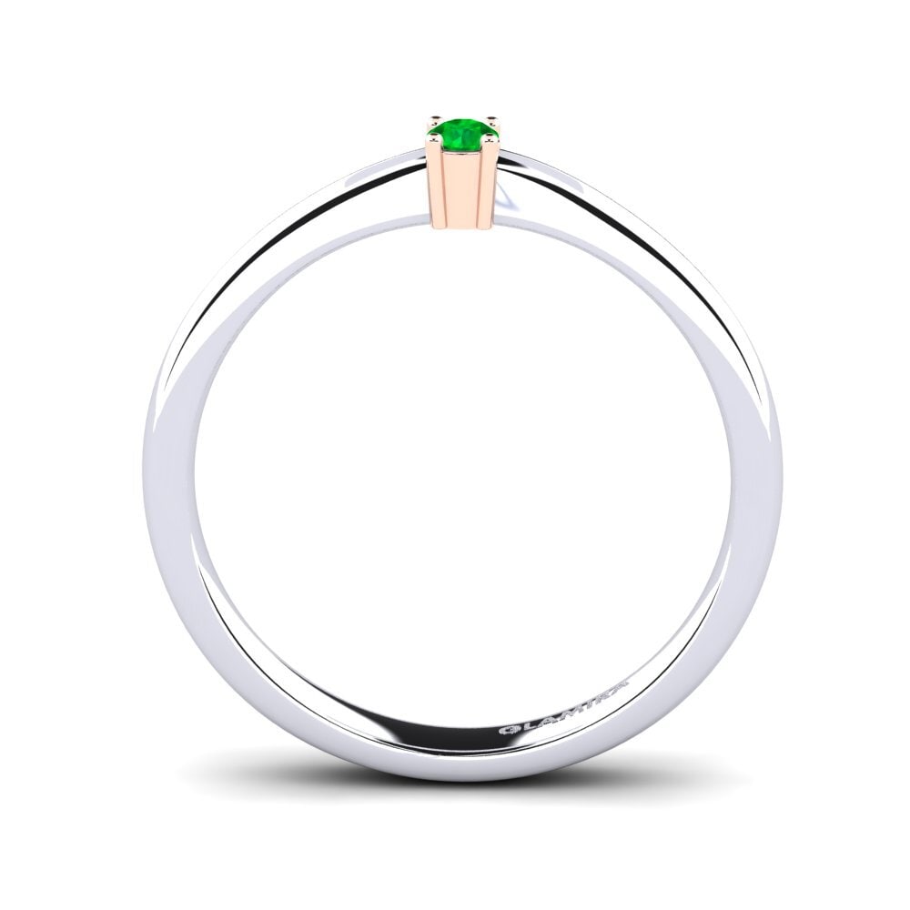 14ct White & Rose Gold Emerald Women's Ring Julia 0.05 crt