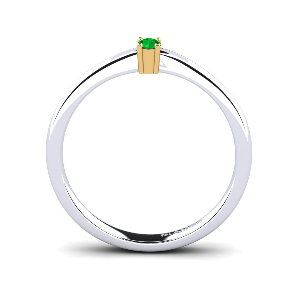 14ct White & Yellow Gold Emerald Women's Ring Julia 0.05 crt