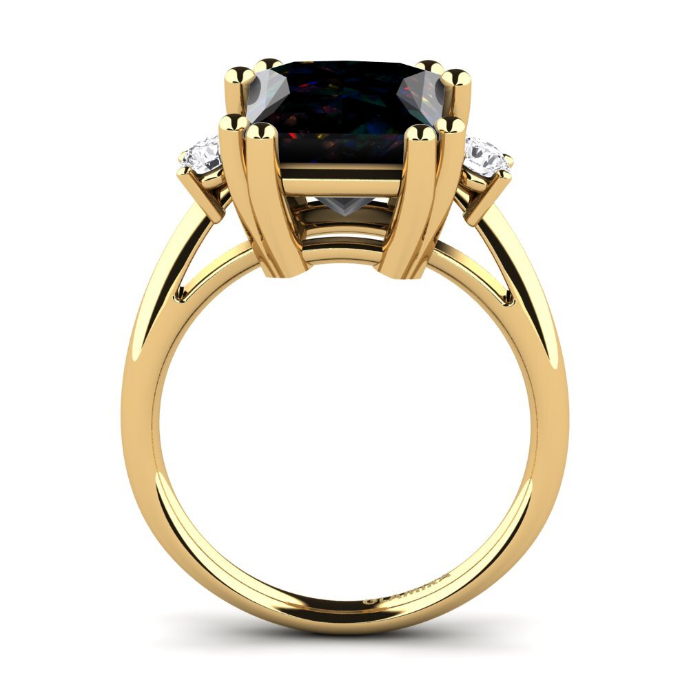 9ct Yellow Gold Black Opal Ring Julisha