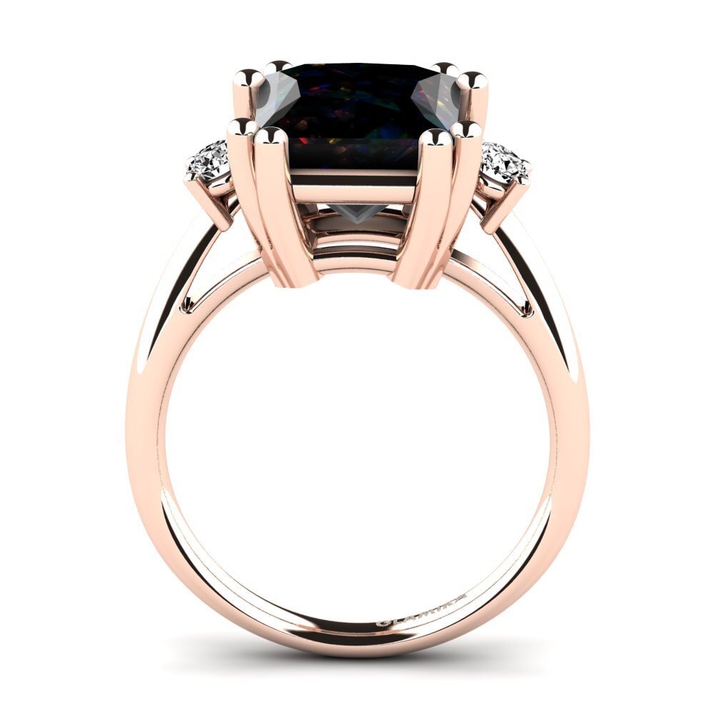 14k Oro Rosa Opalo Negro Anillo Julisha