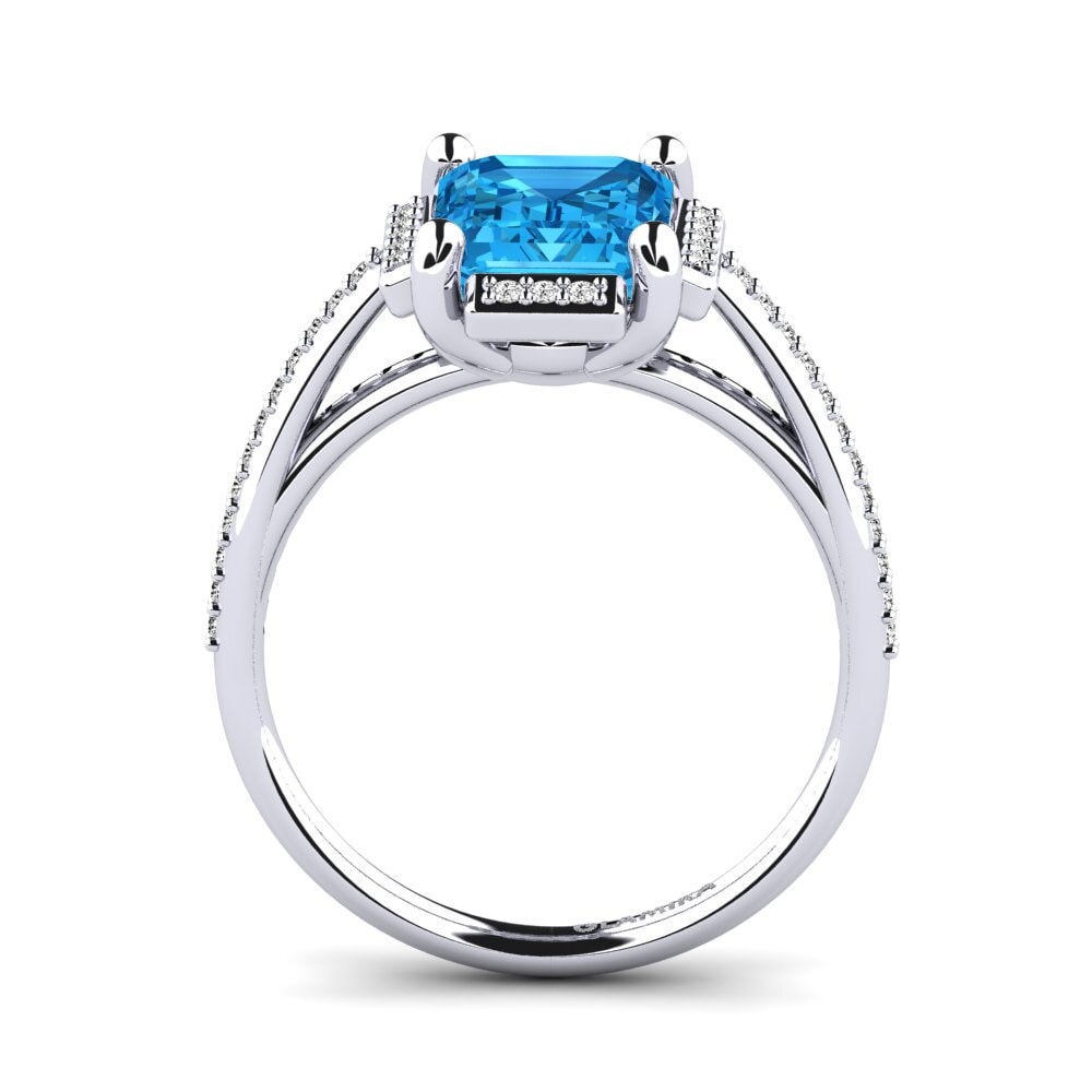 Topacio azul Anillo de compromiso Juniper