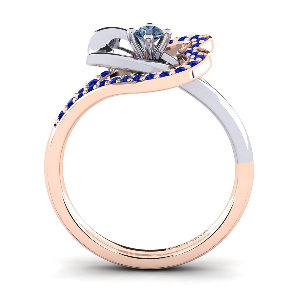 14ct Rose / White Gold Blue Diamond Engagement Ring Kailyn 0.1 crt