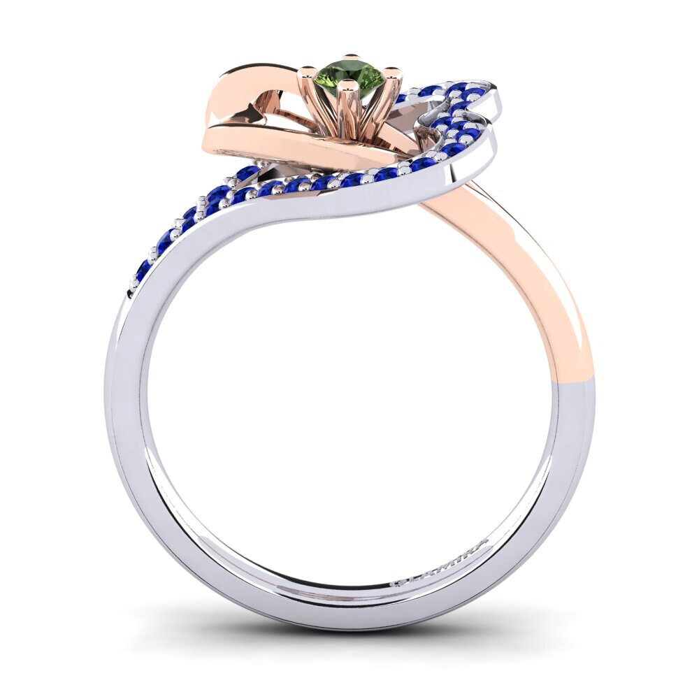 14ct White / Rose Gold Green Sapphire Engagement Ring Kailyn 0.1 crt