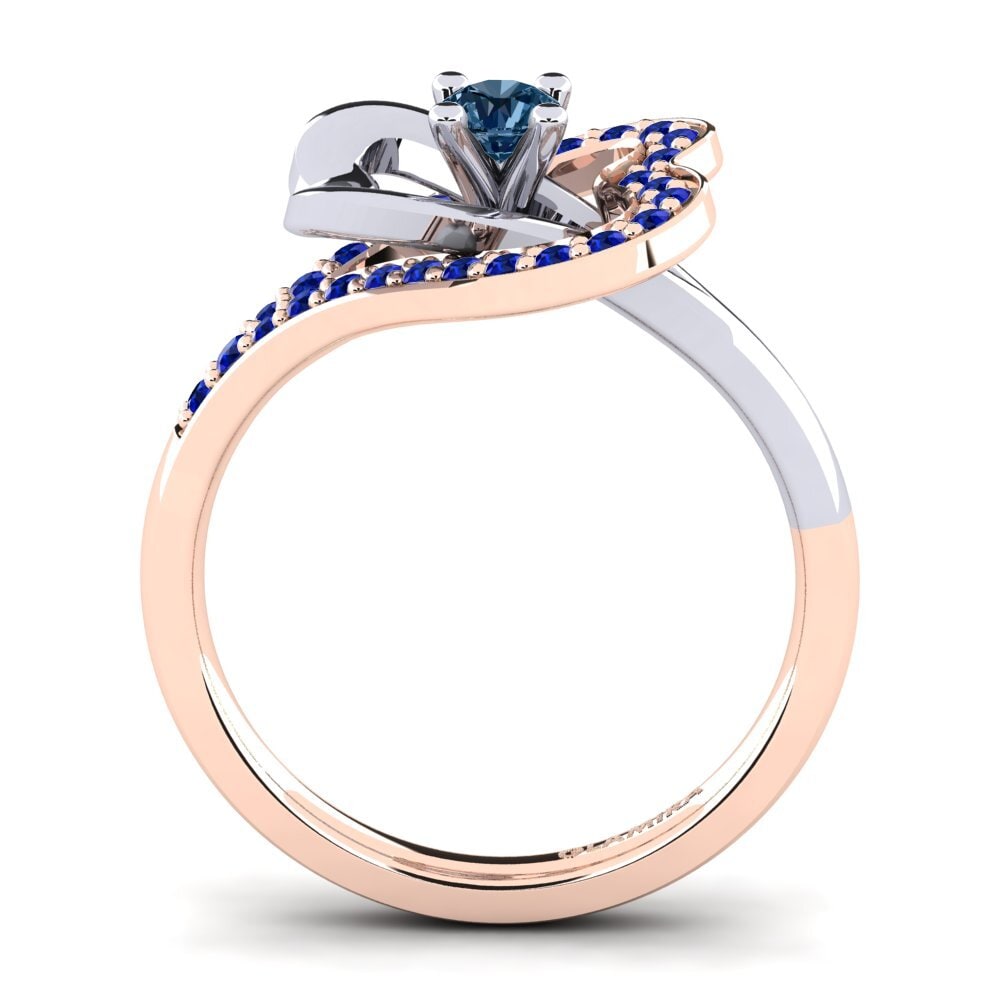14ct Rose / White Gold Blue Diamond Engagement Ring Kailyn 0.16 crt