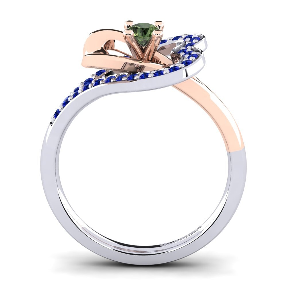 14ct White / Rose Gold Green Sapphire Engagement Ring Kailyn 0.16 crt