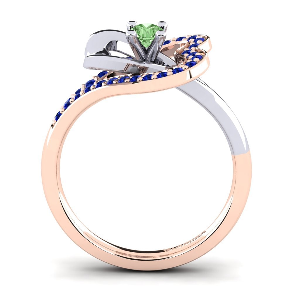 14ct Rose / White Gold Green Diamond Engagement Ring Kailyn 0.16 crt