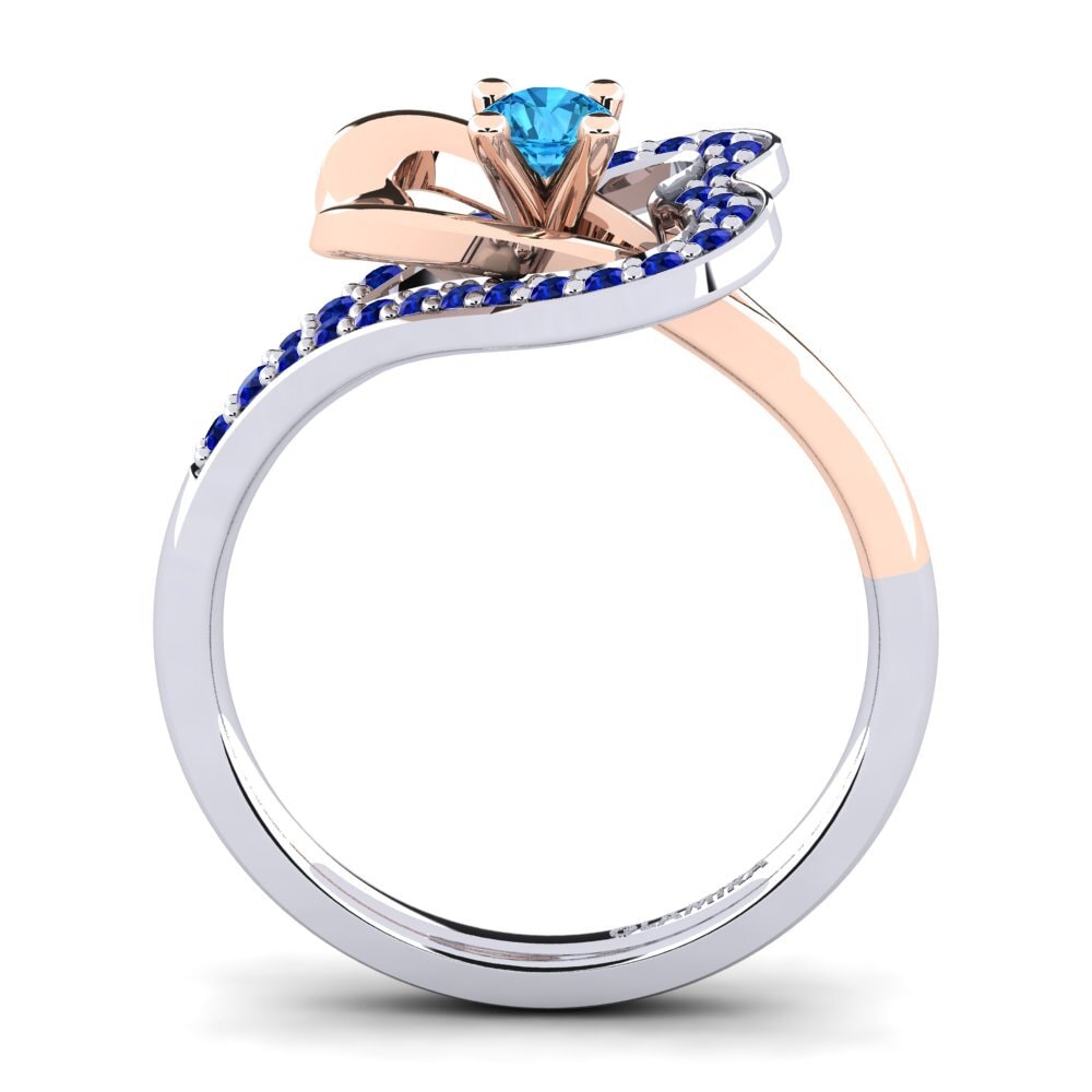 14ct White / Rose Gold Blue Topaz Engagement Ring Kailyn 0.16 crt