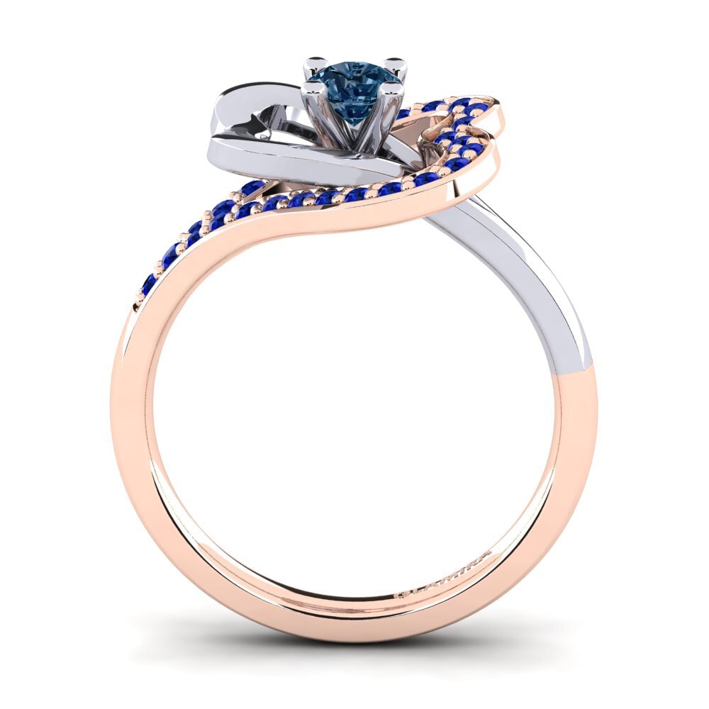 14ct Rose / White Gold Blue Diamond Engagement Ring Kailyn 0.25 crt