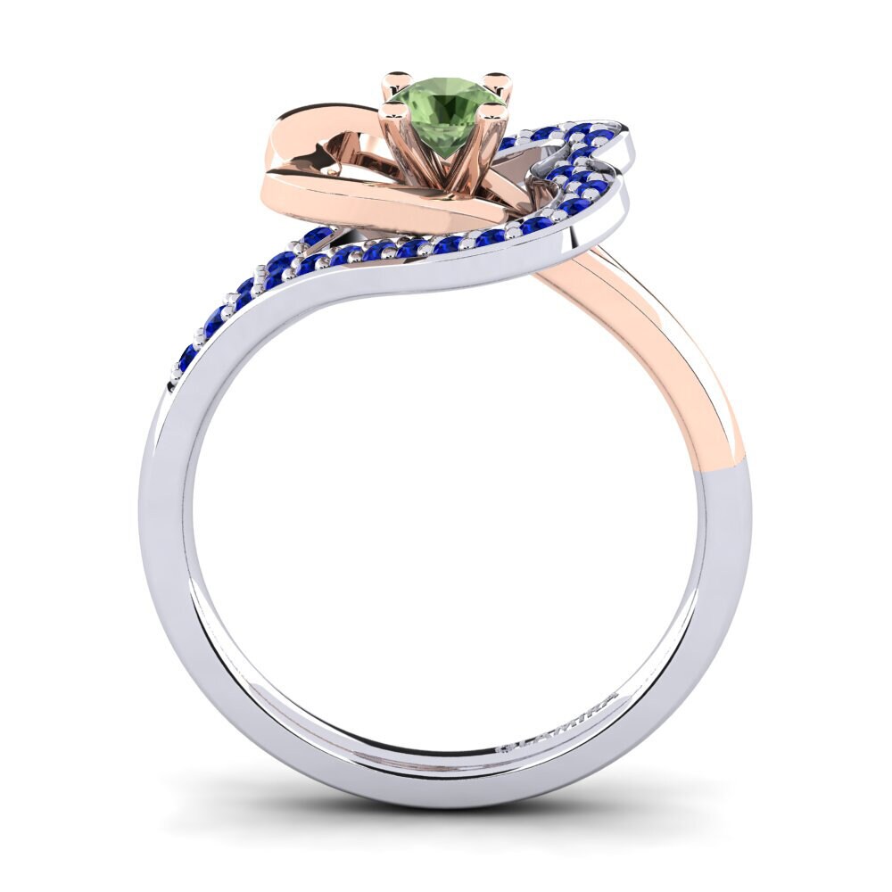 14ct White / Rose Gold Green Sapphire Engagement Ring Kailyn 0.25 crt