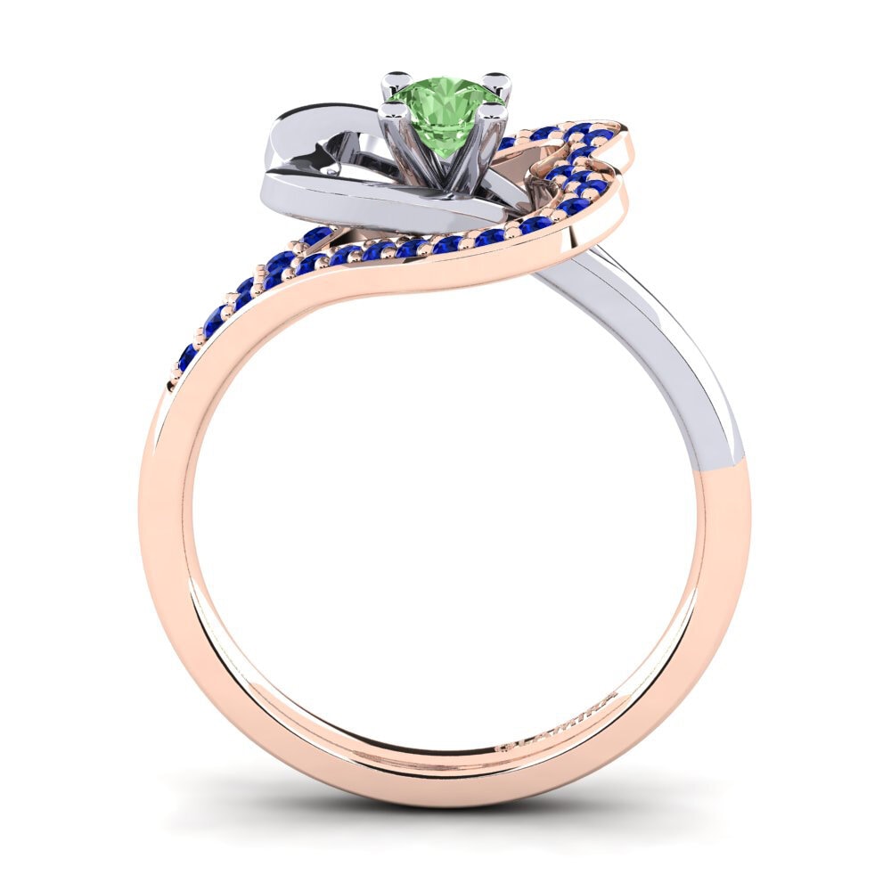 14ct Rose / White Gold Green Diamond Engagement Ring Kailyn 0.25 crt
