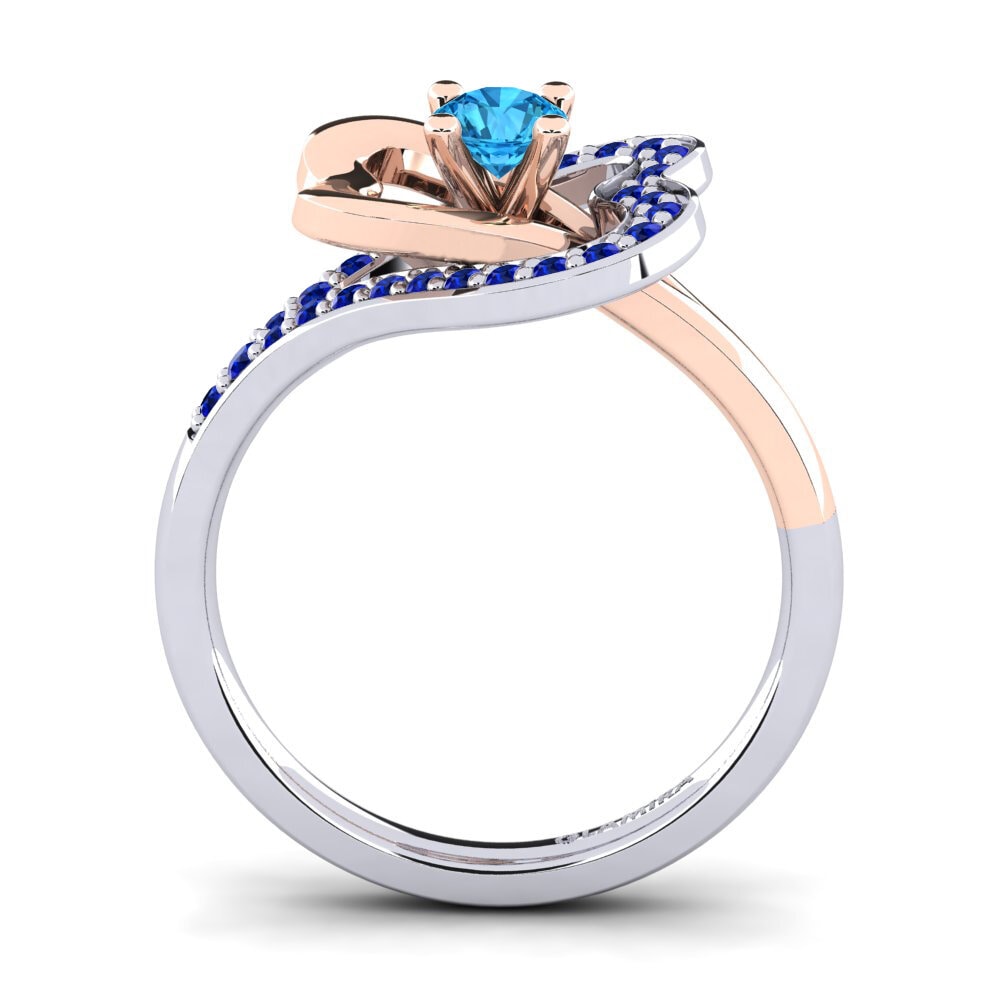 14ct White / Rose Gold Blue Topaz Engagement Ring Kailyn 0.25 crt