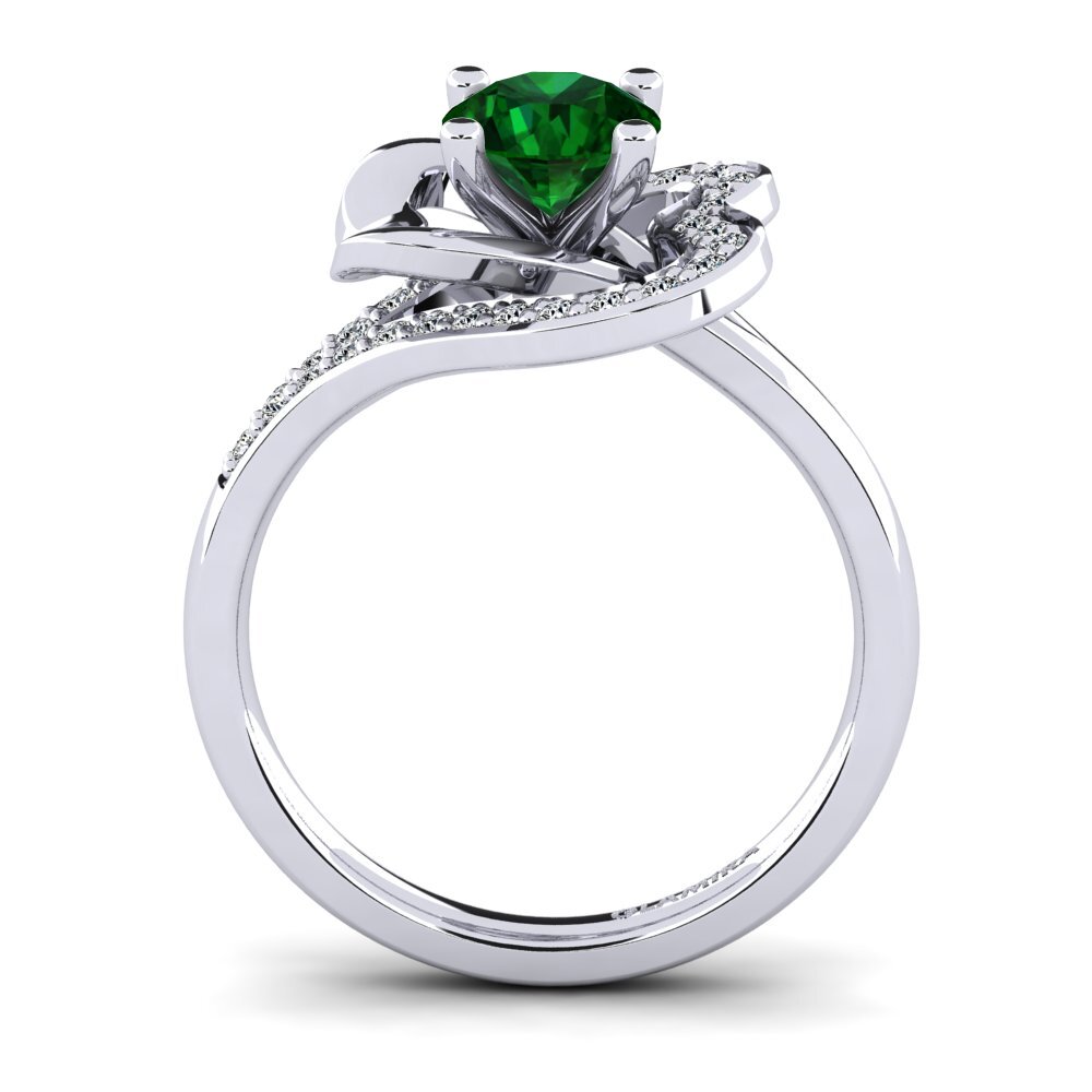 White Silver Tsavorite Engagement Ring Kailyn 0.8 crt