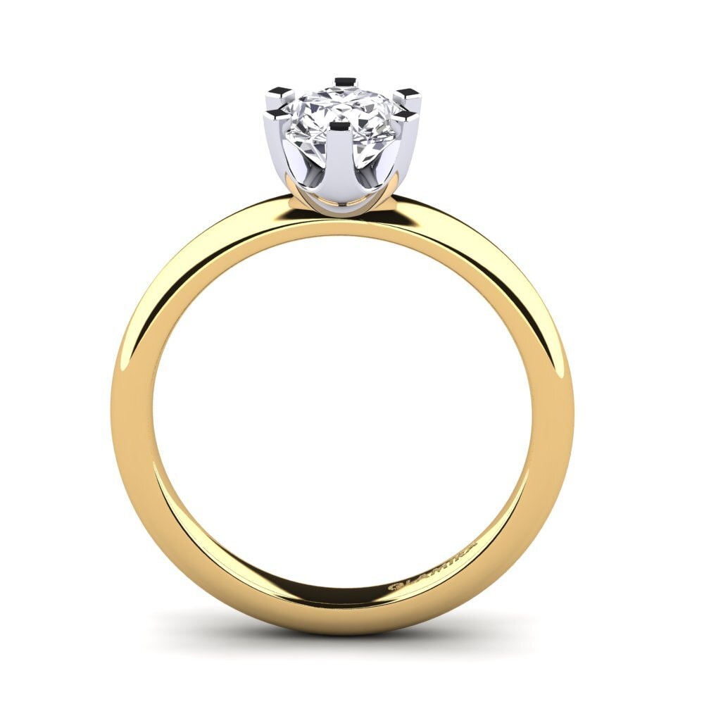 14k Oro Amarillo & Blanco Anillo de compromiso Katherina 1.0 crt