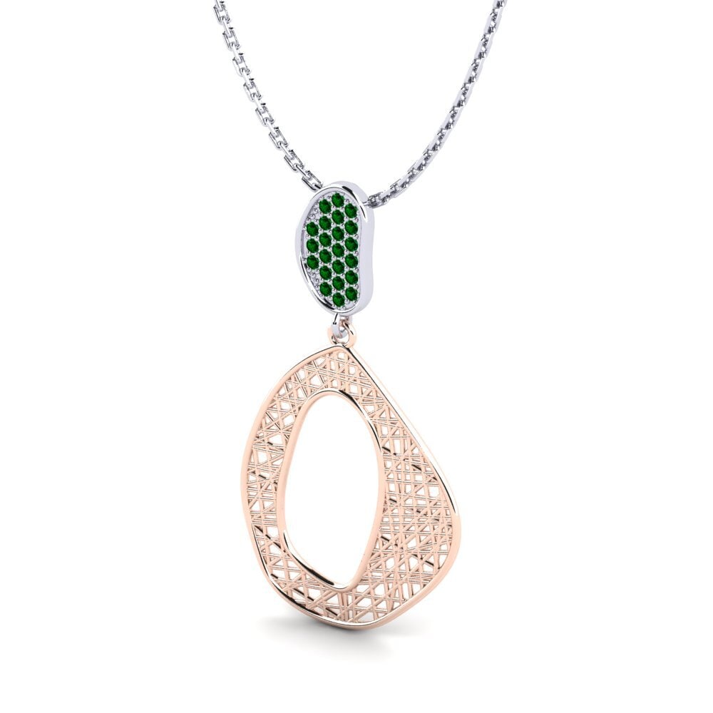 14k Oro Rosa & Blanco Circonita Verde Colgante de Mujer Kati