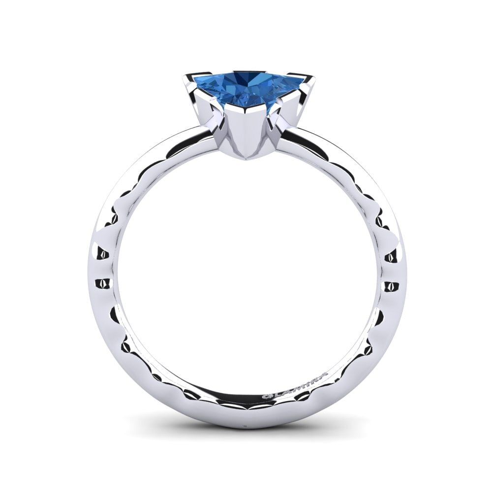 Trillion Dark Blue Zirconia Engagement Ring Kirtoy