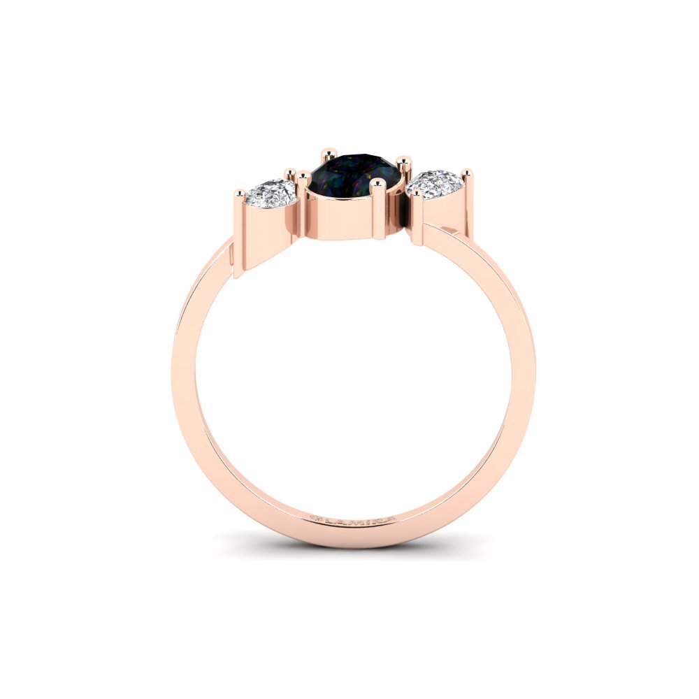 14ct Rose Gold Black Opal Ring Kitriani