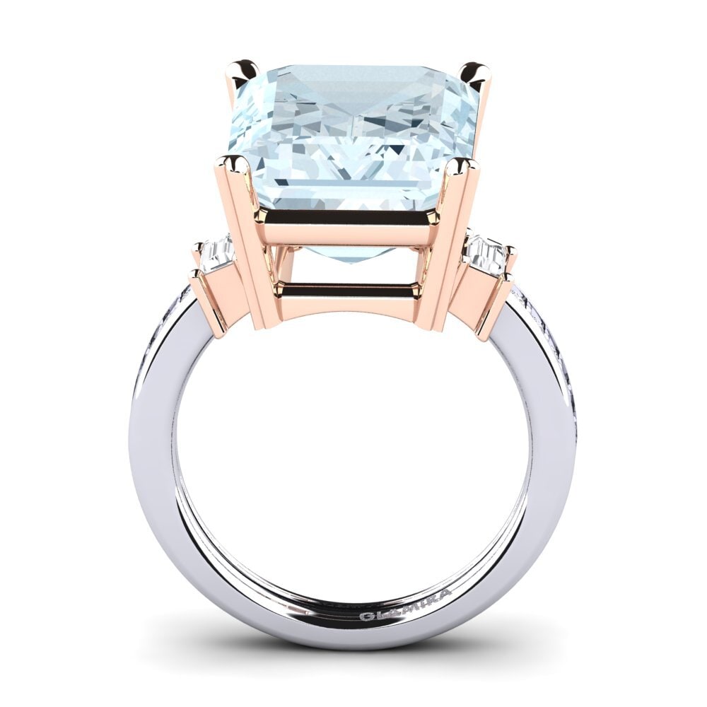 18k Oro Blanco / Rosa Anillo Kitty