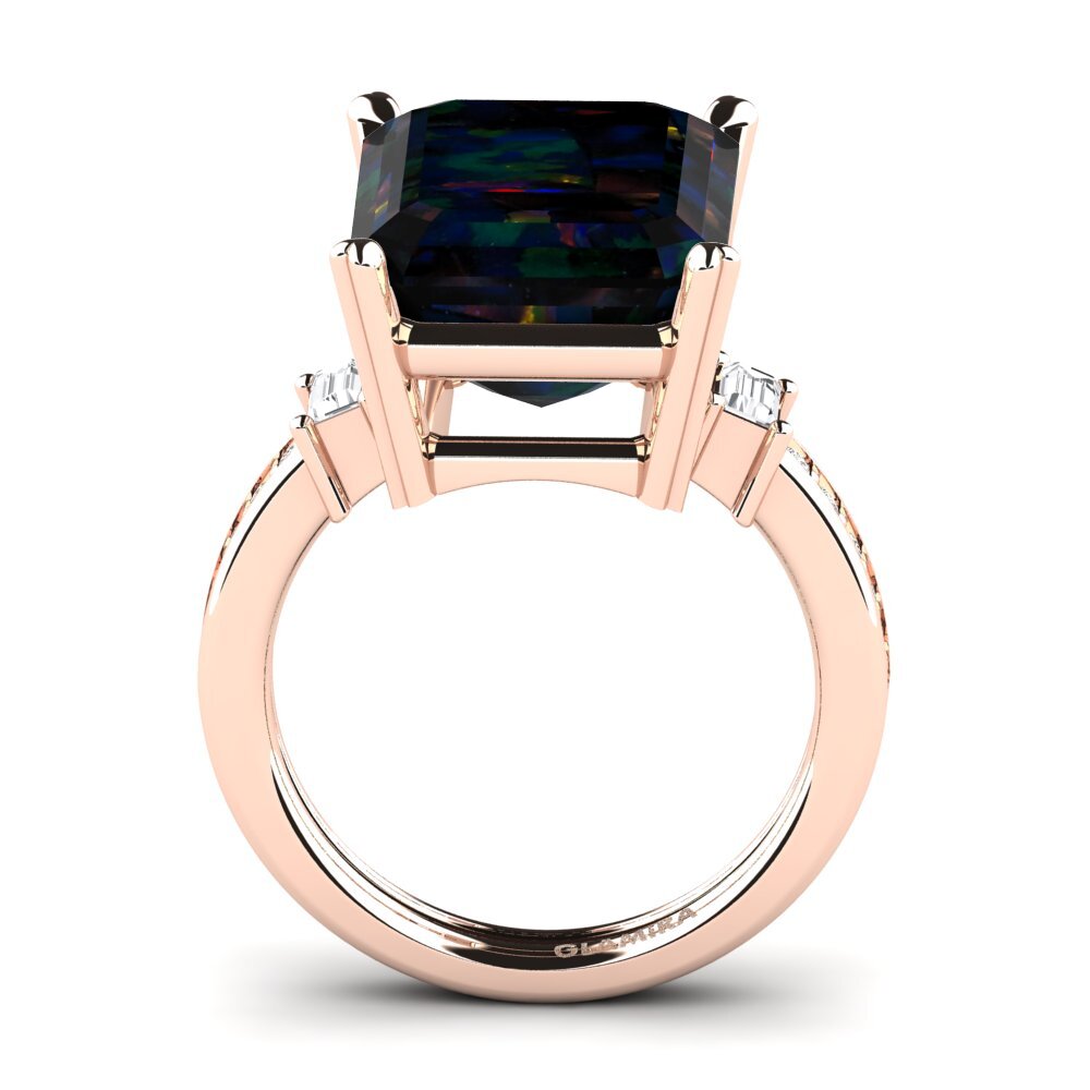 14ct Rose Gold Black Opal Ring Kitty