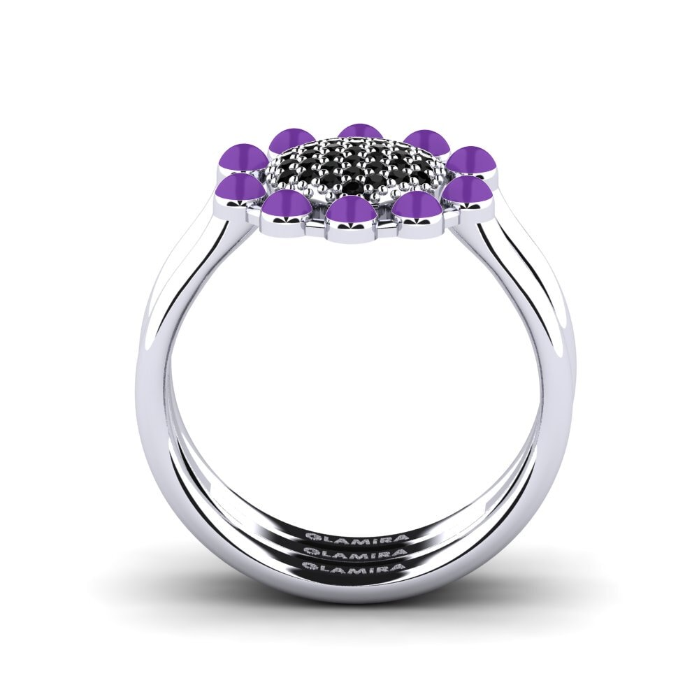 Schwarzer Diamant Stapelbarer Ring Koffer F