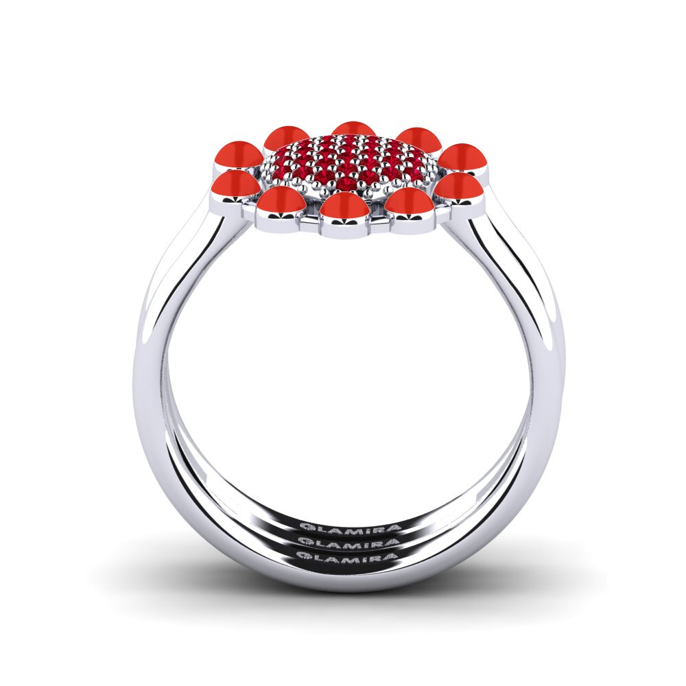 Roter Zirkonia Stapelbarer Ring Koffer F