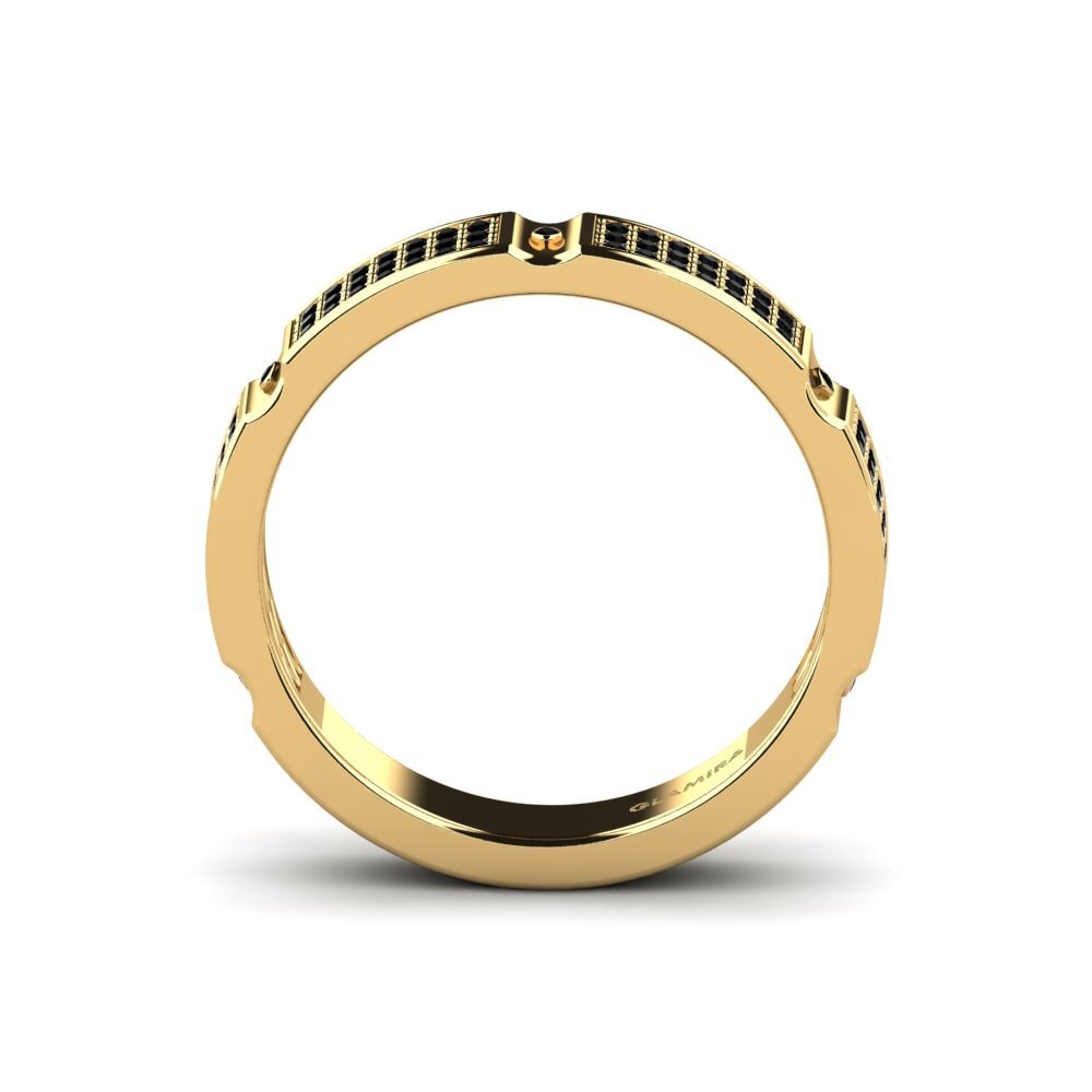 Oro Giallo 585 Onice Nero Anello da uomo Komala