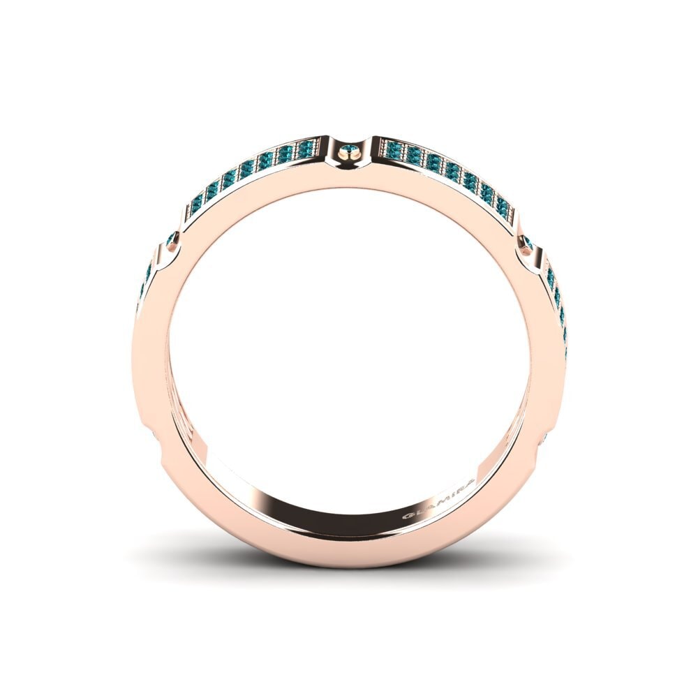 Oro Rosso 585 Diamante Blu Anello da uomo Komala