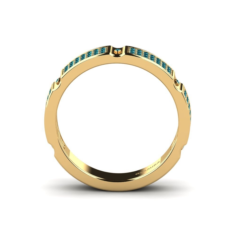 9ct Yellow Gold Blue Diamond Men's Ring Komala