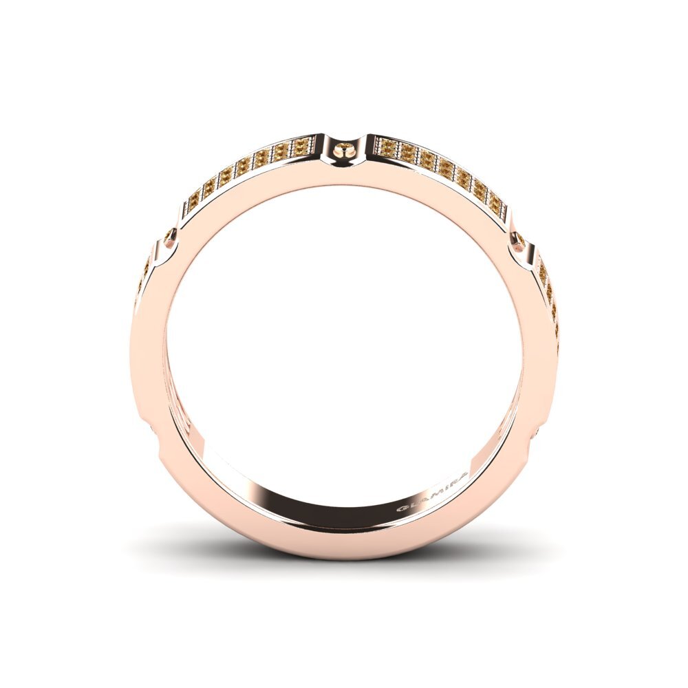 Oro Rosso 585 Diamante Marrone Anello da uomo Komala