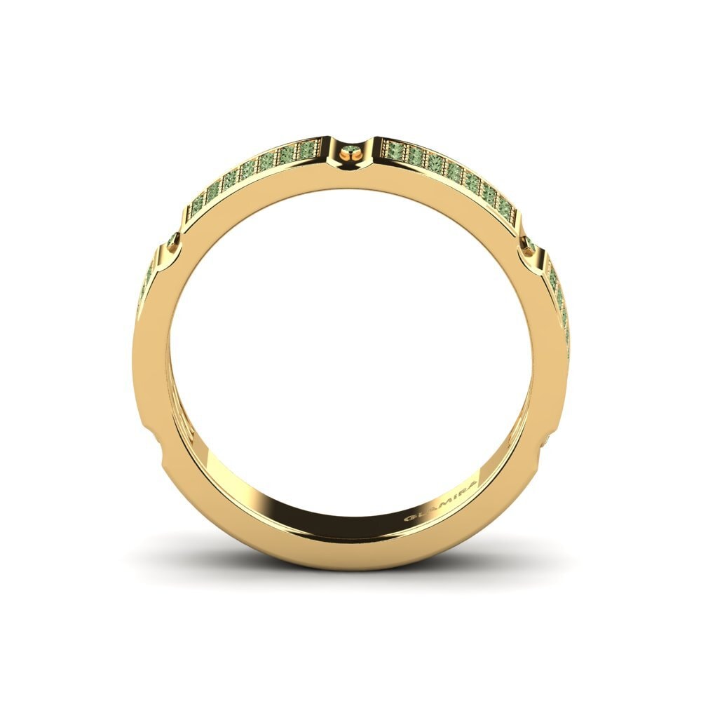 18ct Yellow Gold Green Diamond Men's Ring Komala