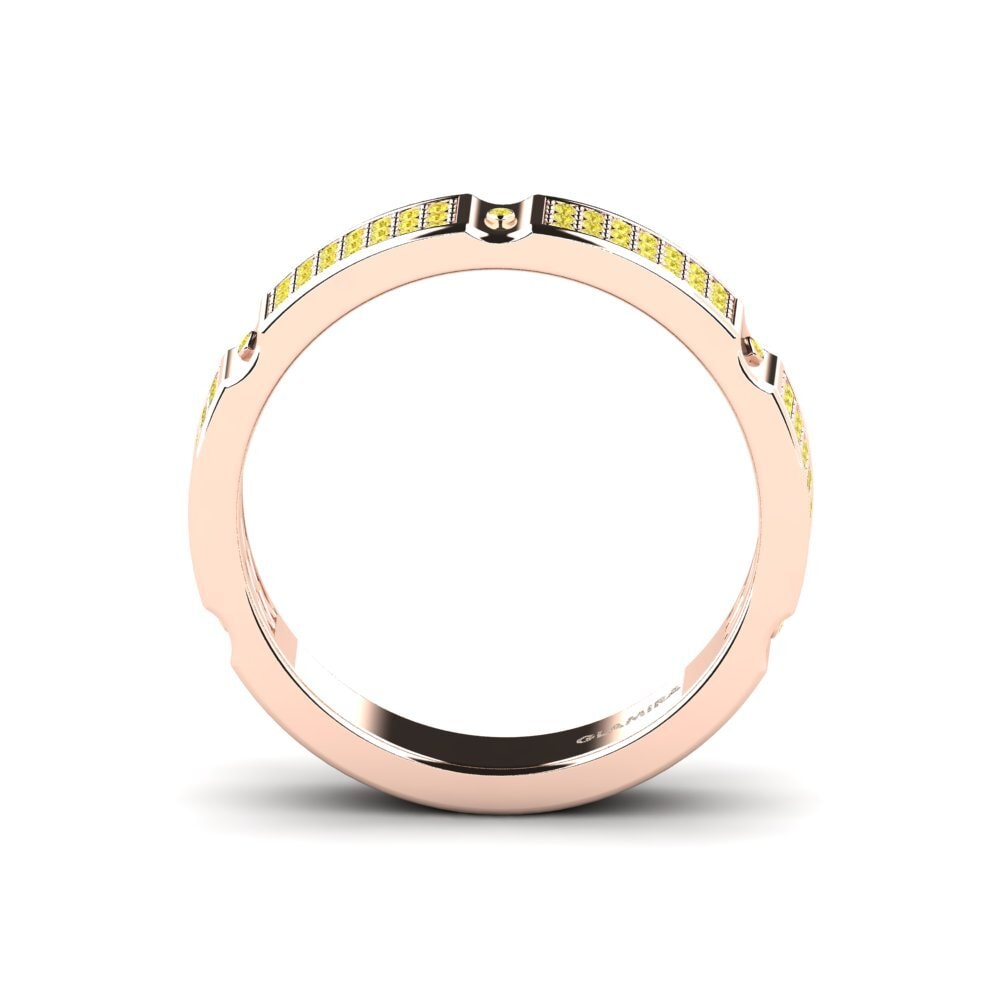 Oro Rosso 585 Zaffiro Giallo Anello da uomo Komala