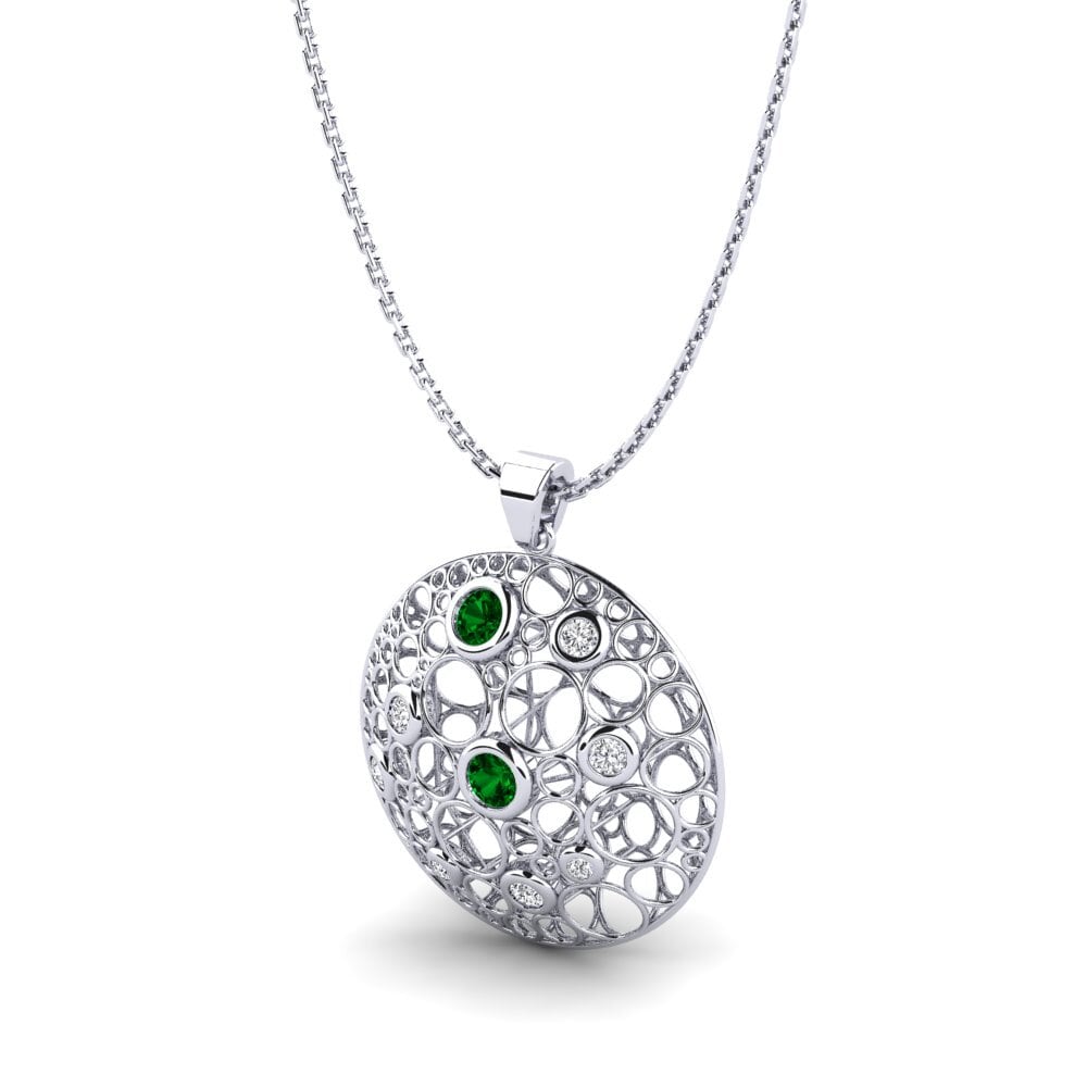 Plata 925 Circonita Verde Colgante de Mujer Kris